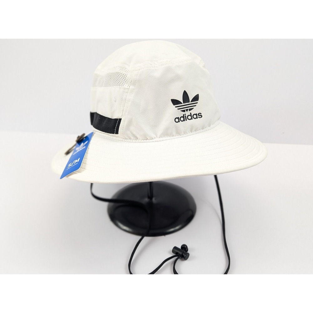 Adidas Originals Mens White Boonie Bucket Hat Mesh Sun Cap Size Smal